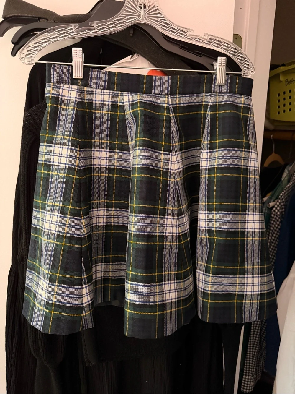 J. Crew Navy, Green & White Plaid Circle Skirt